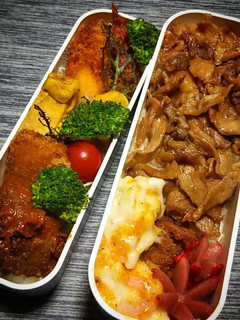 豚バラ焼肉と海老フライのお弁当-レシピのメイン写真