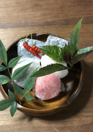 紅白　黄色　緑手作りお餅-レシピのメイン写真