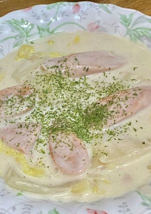 簡単・白菜と魚肉ソーセージのクリーム煮-レシピのメイン写真