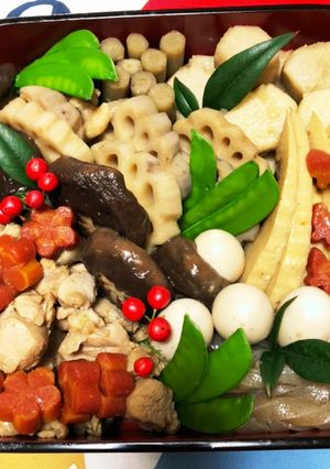 簡単！！お煮しめ　お正月　野菜飾り切り-レシピのメイン写真