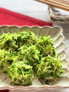 糖質オフ!レンジで簡単!豆苗シュウマイ-レシピのメイン写真