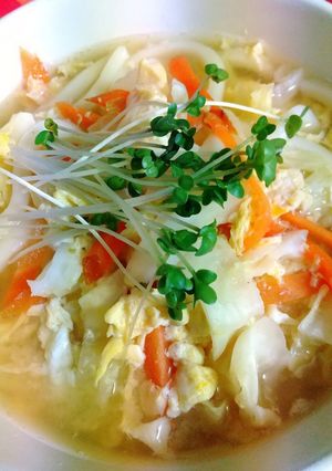 キャベツとにんじんの卵とじうどん-レシピのメイン写真
