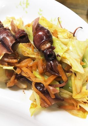 ホタルイカとキャベツのにんにく炒め-レシピのメイン写真