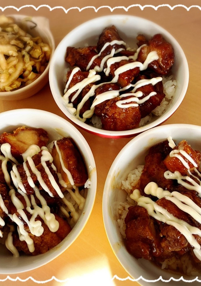 甘唐揚げ丼。マヨビーム沿え。。。-レシピのメイン写真