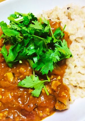 簡単カフェ風キーマカレー　パクチー添え-レシピのメイン写真