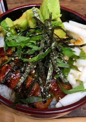 脳疲労対策に！うなぎ卵の長芋アボカド丼-レシピのメイン写真