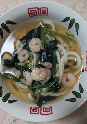 簡単★鰹昆布海老出汁スープうどん-レシピのメイン写真
