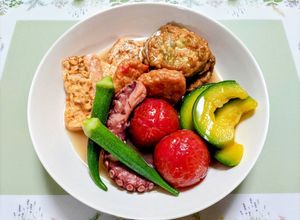 簡単夏の夕飯！卵焼き夏野菜の冷やしおでん-レシピのメイン写真