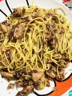 鯖の水煮缶で! ペペロンチーノ鯖卵パスタ-レシピのメイン写真