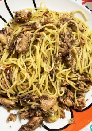 鯖の水煮缶で！　ペペロンチーノ鯖卵パスタ-レシピのメイン写真