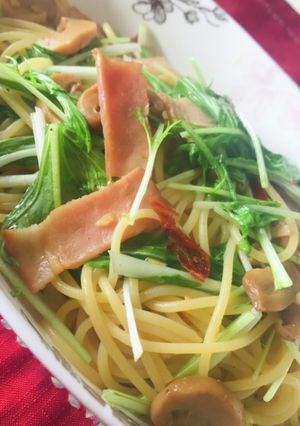 水菜とベーコンの和風パスタ-レシピのメイン写真