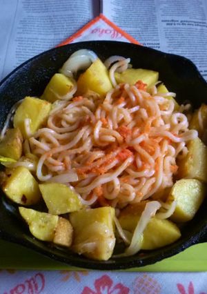 北あかりでポテト焼きうどん・明太子味-レシピのメイン写真