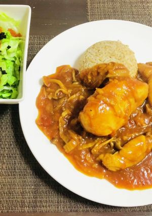 ずぼらの簡単　ヘルシー鶏肉トマト煮込み-レシピのメイン写真