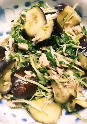 ダイエット向け♡ナスと水菜のツナ炒め-レシピのメイン写真