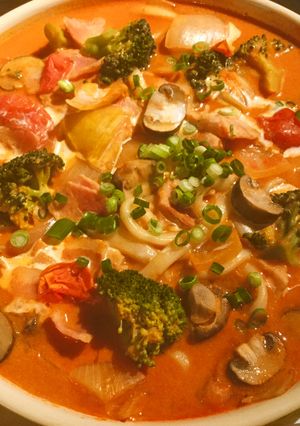 お鍋一つで出来る！簡単豆乳トマトうどん-レシピのメイン写真