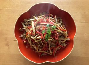 にんべんつゆの素で鶏ももひき肉きんぴら-レシピのメイン写真