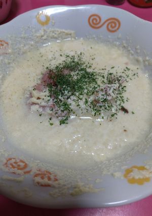 余ったお餅で簡単カルボナーラ風スープ-レシピのメイン写真