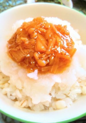 大根おろし白だし和えなめたけ麦ご飯-レシピのメイン写真