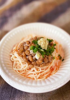 残りそうめんでめかぶ納豆キムチそうめん！-レシピのメイン写真