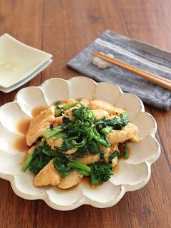 鶏むね肉と菜の花のガーリックバター醤油-レシピのメイン写真