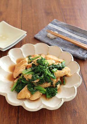 鶏むね肉と菜の花のガーリックバター醤油-レシピのメイン写真