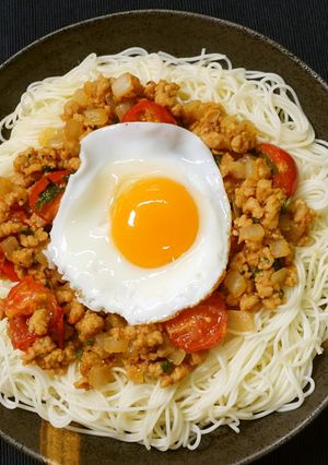 大豆ミートのガパオそうめん-レシピのメイン写真