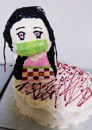 禰豆子(鬼滅の刃)ケーキ-レシピのメイン写真