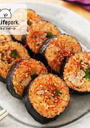ランチに!豚キムチキンパ(韓国風海苔巻)-レシピのメイン写真