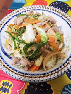 まぜて炒めるだけ!簡単豚もつ野菜炒め-レシピのメイン写真