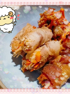おつまみにも☆えのきと人参の豚バラ巻き-レシピのメイン写真