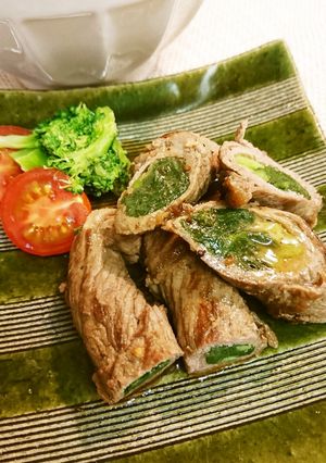 ニラ肉巻きバタぽん酢ソース-レシピのメイン写真