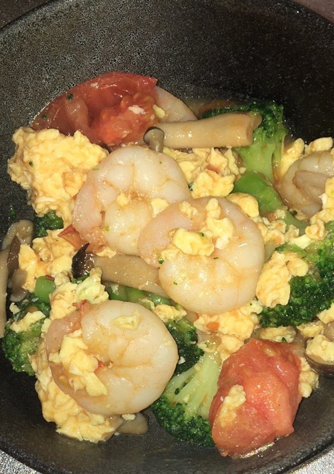 海老とトマトと炒り卵の豆板醤炒め-レシピのメイン写真