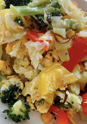 ビタミン強化！カラフル野菜の塩昆布卵炒め-レシピのメイン写真