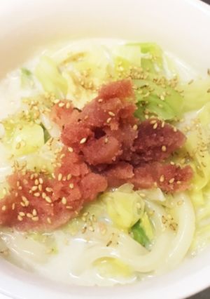 プチっと鍋で!たらこ豆乳クリームうどん-レシピのメイン写真
