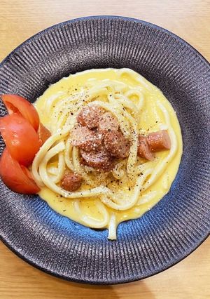 簡単10分！牛乳でカルボナーラうどん-レシピのメイン写真