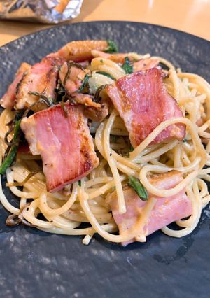 イカの塩辛でカルボナーラ風クリームパスタ-レシピのメイン写真