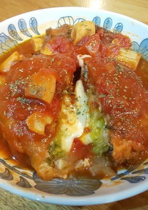 男の料理 チーズイン拳骨肉団子トマト煮-レシピのメイン写真