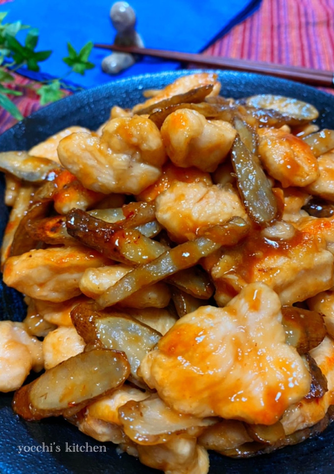 簡単節約！鶏胸肉とごぼうの甘辛焼き-レシピのメイン写真