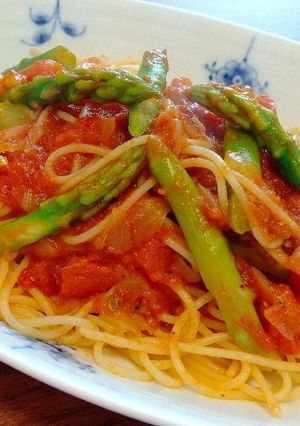 【リメイクレシピ】アスパラのトマトパスタ-レシピのメイン写真
