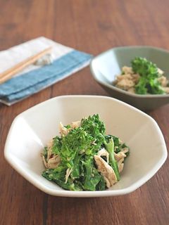 菜の花とささみのごまマヨゆずこしょう和え-レシピのメイン写真