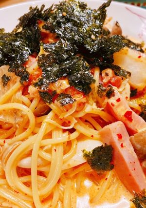 ♡桃屋キムチの素でキムチクリームパスタ♡-レシピのメイン写真
