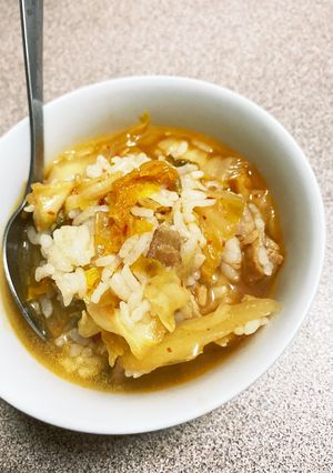 残った豚キムチでキムチ雑炊！-レシピのメイン写真