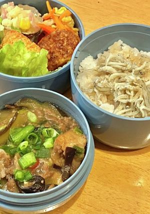 マーボー茄子の厚揚げ入り！タロの弁当90-レシピのメイン写真