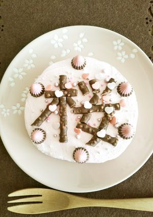 サクラサク♡お菓子の簡単桜咲くケーキ-レシピのメイン写真