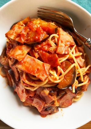 ベーコンとナスのアラビアータ風パスタ-レシピのメイン写真