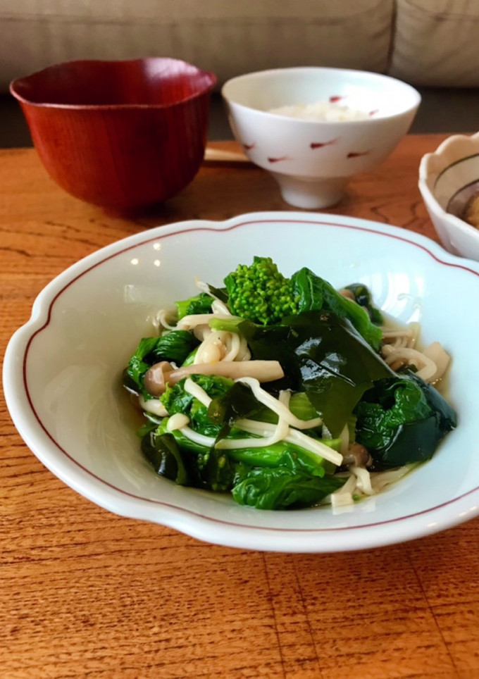 菜の花とわかめとキノコの和え物-レシピのメイン写真