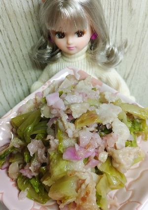 リカちゃん♡かぶの塩漬けレタスバラ肉炒め-レシピのメイン写真