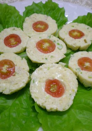 お豆腐と鶏挽のプチトマト包み-レシピのメイン写真