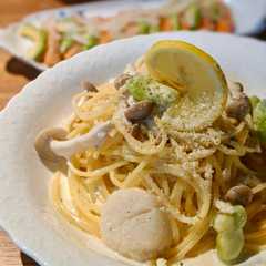 รูปของ 帆立のレモンクリームパスタ