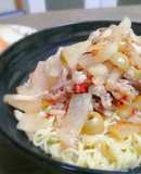 豚骨ラーメンで作る大根のペペロンチーノ